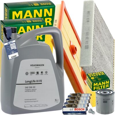 MANN-FILTER Mann Inspektionspaket+1x5l Original 0w-30 Motoröl Passend Für Audi A3 Seat Leon: Verschlussschraube, Ölwanne Audi: N90813201 Audi: N91101401 Audi: N90 MANN-FILTER Mann Inspektionspaket+1x5l Original 0w-30 Motoröl Passend Für Audi A3 Seat Leon: Verschlussschraube, Ölwanne Audi: N90813201 Audi: N91101401 Audi: N90