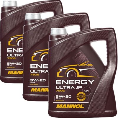3x 5l Mannol Motoröl Energy Ultra Jp Sae 5w-20 Passend Für Api Sn C5 Gf-5 Ford: 3x 5l Mannol Motoröl Energy Ultra Jp Sae 5w-20 Passend Für Api Sn C5 Gf-5 Ford: