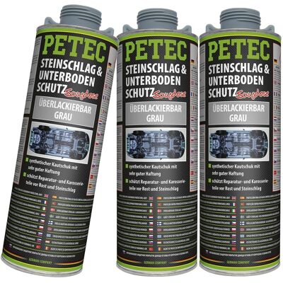 3x 1l Petec Steinschlag Unterbodenschutz Kautschuk Saugdose Überlackierbar Grau: 3x 1l Petec Steinschlag Unterbodenschutz Kautschuk Saugdose Überlackierbar Grau: