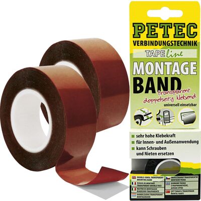 2x 2m Petec Montageband Doppelseitiges Hochleistungs-klebeband Transparent: Petec: 87192 2x 2m Petec Montageband Doppelseitiges Hochleistungs-klebeband Transparent: Petec: 87192