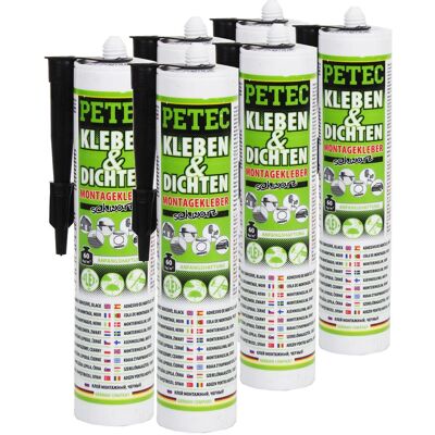 6x Petec Kleben&dichten Montagekleber Schwarz 290 Ml Montage Kleber Dichtstoff: Art.-nr. 94729 6x Petec Kleben&dichten Montagekleber Schwarz 290 Ml Montage Kleber Dichtstoff: Art.-nr. 94729