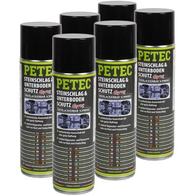 6x500ml Petec Steinschlag & Unterbodenschutz Kautschuk Schwarz Spray Rostschutz: Art.-nr. 73250 6x500ml Petec Steinschlag & Unterbodenschutz Kautschuk Schwarz Spray Rostschutz: Art.-nr. 73250