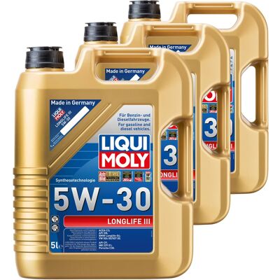 3x5l Liqui Moly Motoröl Longlife Iii Passend Für Vw 504/507.00 Bmw Ll-04 Api Sn: 3x5l Liqui Moly Motoröl Longlife Iii Passend Für Vw 504/507.00 Bmw Ll-04 Api Sn: