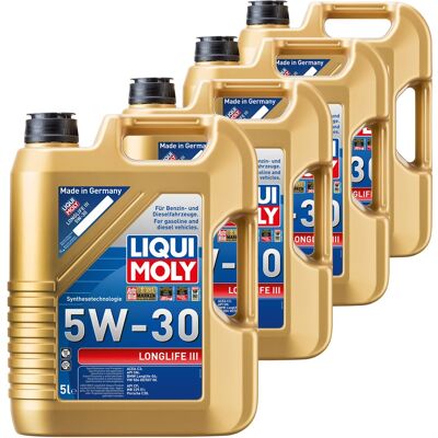 4x5l Liqui Moly Motoröl Longlife Iii Passend Für Vw 504/507.00 Bmw Ll-04 Api Sn: 4x5l Liqui Moly Motoröl Longlife Iii Passend Für Vw 504/507.00 Bmw Ll-04 Api Sn: