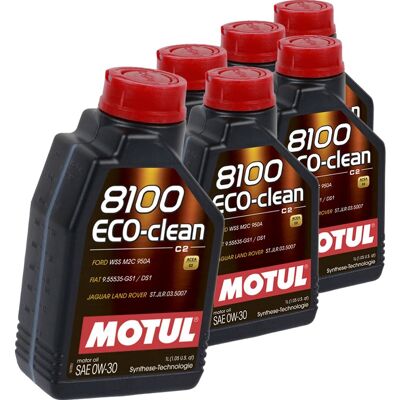 6x 1l Motul 8100 Eco Clean 0w30 Öl Motoröl Acea C2 Wss M2c 950 A Euro 4 5 6 Öl: 6x 1l Motul 8100 Eco Clean 0w30 Öl Motoröl Acea C2 Wss M2c 950 A Euro 4 5 6 Öl: