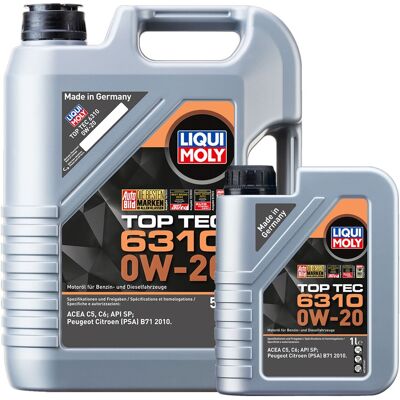 1x5l+1x1l Liqui Moly Motoröl Top Tec 6310 0w-20 Öl Passend Für Api Sp Acea C5 C6: 1x5l+1x1l Liqui Moly Motoröl Top Tec 6310 0w-20 Öl Passend Für Api Sp Acea C5 C6: