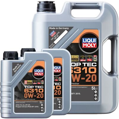 1x5l+2x1l Liqui Moly Motoröl Top Tec 6310 0w-20 Öl Passend Für Api Sp Acea C5 C6: 1x5l+2x1l Liqui Moly Motoröl Top Tec 6310 0w-20 Öl Passend Für Api Sp Acea C5 C6: