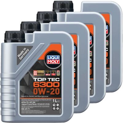 4x1l Liqui Moly Motoröl Top Tec 6300 0w-20 Passend Für Stjlr.51.5122 Api Sn: 4x1l Liqui Moly Motoröl Top Tec 6300 0w-20 Passend Für Stjlr.51.5122 Api Sn: