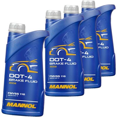 SCT - MANNOL 4x1l Mannol Dot4 Bremsflüssigkeit Brake Fluid Kupplungsflüssigkeit Synthetisch: Mn3002-1 SCT - MANNOL 4x1l Mannol Dot4 Bremsflüssigkeit Brake Fluid Kupplungsflüssigkeit Synthetisch: Mn3002-1