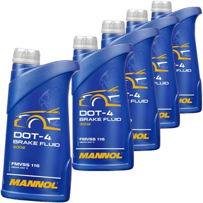 SCT - MANNOL 5x1l Mannol Dot4 Bremsflüssigkeit Brake Fluid Kupplungsflüssigkeit Synthetisch: Mn3002-1 SCT - MANNOL 5x1l Mannol Dot4 Bremsflüssigkeit Brake Fluid Kupplungsflüssigkeit Synthetisch: Mn3002-1