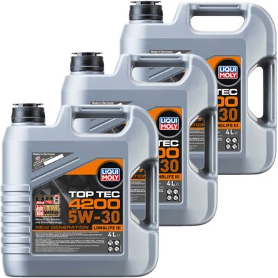 3x4l Liqui Moly Motoröl Top Tec 4200 5w-30 Passend Für Vw 504/507.00 Bmw Ll-04: 3x4l Liqui Moly Motoröl Top Tec 4200 5w-30 Passend Für Vw 504/507.00 Bmw Ll-04: