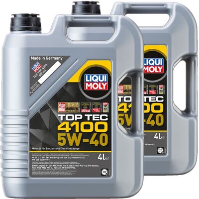 2x4l Liqui Moly Motoröl Top Tec 4100 5w-40 Passend Für Vw 505.00/01 Mb 229.31: 2x4l Liqui Moly Motoröl Top Tec 4100 5w-40 Passend Für Vw 505.00/01 Mb 229.31:
