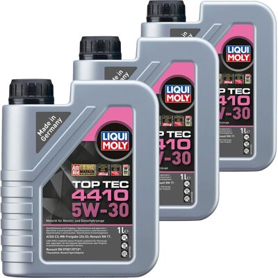 3x1l Liqui Moly Motoröl Top Tec 4410 5w-30 Passend Für Mb 226.52 Acea C3: 3x1l Liqui Moly Motoröl Top Tec 4410 5w-30 Passend Für Mb 226.52 Acea C3: