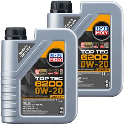 2x1l Liqui Moly Motoröl Top Tec 6200 0w-20 Passend Für Vw 508/509.00 Acea C5: 2x1l Liqui Moly Motoröl Top Tec 6200 0w-20 Passend Für Vw 508/509.00 Acea C5: