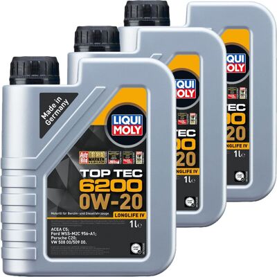 3x1l Liqui Moly Motoröl 6200 0w-20 Passend Für Vw 508/509.00 Acea C5: 3x1l Liqui Moly Motoröl 6200 0w-20 Passend Für Vw 508/509.00 Acea C5: