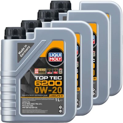4x1l Liqui Moly Motoröl Top Tec 6200 0w-20 Passend Für Vw 508/509.00 Acea C5: 4x1l Liqui Moly Motoröl Top Tec 6200 0w-20 Passend Für Vw 508/509.00 Acea C5: