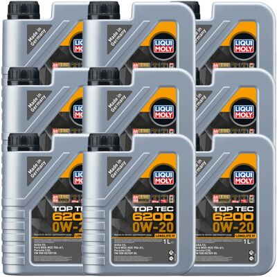 9x1l Liqui Moly Motoröl Top Tec 6200 0w-20 Passend Für Vw 508/509.00 Acea C5: 9x1l Liqui Moly Motoröl Top Tec 6200 0w-20 Passend Für Vw 508/509.00 Acea C5:
