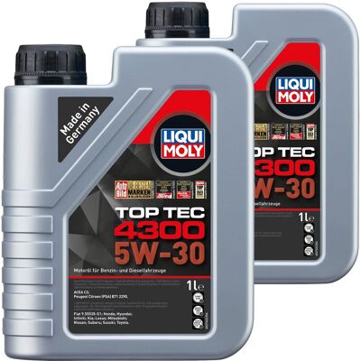 2x1l Liqui Moly Motoröl Top Tec 4300 5w-30 Passend Für Mb 226/229.52 Acea C2 C3: 2x1l Liqui Moly Motoröl Top Tec 4300 5w-30 Passend Für Mb 226/229.52 Acea C2 C3: