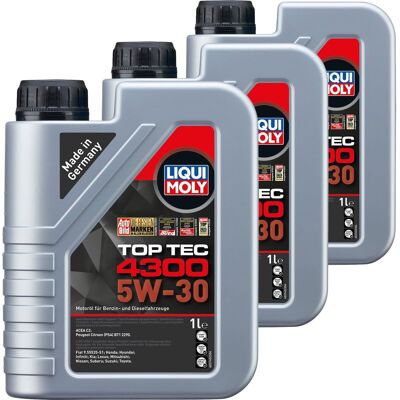 3x1l Liqui Moly Motoröl Top Tec 4300 5w-30 Passend Für Mb 226/229.52 Acea C2 C3: 3x1l Liqui Moly Motoröl Top Tec 4300 5w-30 Passend Für Mb 226/229.52 Acea C2 C3: