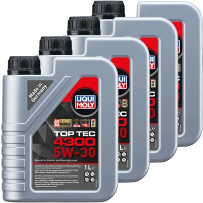 4x1l Liqui Moly Motoröl Top Tec 4300 5w-30 Passend Für Mb 229/226.52 Acea C2/c3: 4x1l Liqui Moly Motoröl Top Tec 4300 5w-30 Passend Für Mb 229/226.52 Acea C2/c3: