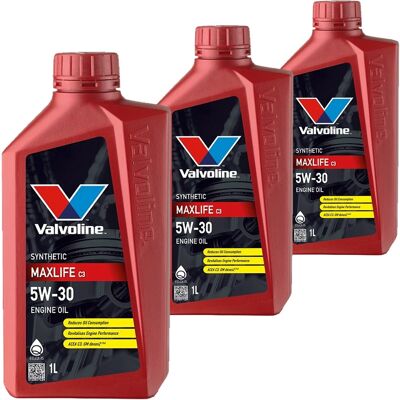 3x1l Valvoline Maxlife C3 5w30 Motoröl Passend Für Bmw Ll04 Mb 229.51/.31 Vw 502: Herstellernummer: 872369 3x1l Valvoline Maxlife C3 5w30 Motoröl Passend Für Bmw Ll04 Mb 229.51/.31 Vw 502: Herstellernummer: 872369