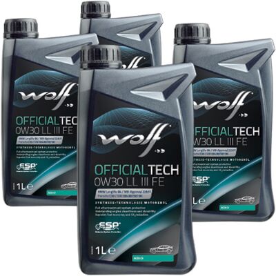 4x1l Wolf Officialtech 0w30 Ll 3 Fe Motoröl Passend Für Bmw Ll-04 Mb 229.51 C30: Herstellernummer: 1044342 4x1l Wolf Officialtech 0w30 Ll 3 Fe Motoröl Passend Für Bmw Ll-04 Mb 229.51 C30: Herstellernummer: 1044342