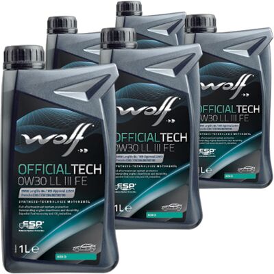 5x1l Wolf Officialtech 0w30 Ll 3 Fe Motoröl Passend Für Bmw Ll-04 Mb 229.51 C30: Herstellernummer: 1044342 5x1l Wolf Officialtech 0w30 Ll 3 Fe Motoröl Passend Für Bmw Ll-04 Mb 229.51 C30: Herstellernummer: 1044342
