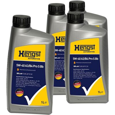 HENGST FILTER 4x1l Hengst 5w40 A3/b4 Pro S Bb Motoröl Passend Für 229.5/rn0710/api Sn/vw502.00: Artikelnummer: 2114800000 Ean Nummer: 4030776093599 HENGST FILTER 4x1l Hengst 5w40 A3/b4 Pro S Bb Motoröl Passend Für 229.5/rn0710/api Sn/vw502.00: Artikelnummer: 2114800000 Ean Nummer: 4030776093599