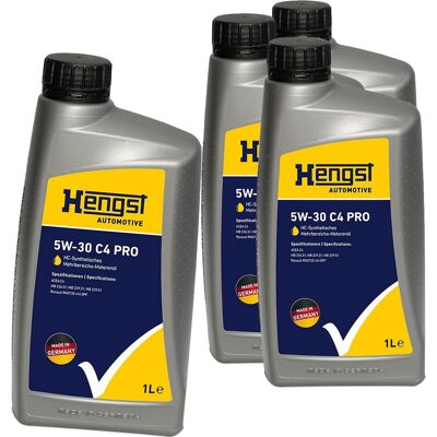 HENGST FILTER 4x1l Hengst 5w30 C4 Pro Motoröl Passend Für Rn 0720 Mb226.51 229.51 229.31: 5w-30 C4 Pro Artikelnummer: 2068800000 Ean Nummer: 4030776092998 HENGST FILTER 4x1l Hengst 5w30 C4 Pro Motoröl Passend Für Rn 0720 Mb226.51 229.51 229.31: 5w-30 C4 Pro Artikelnummer: 2068800000 Ean Nummer: 4030776092998