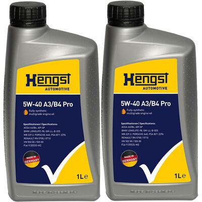 HENGST FILTER 2x1l Hengst 5w40 A3/b4 Pro Motoröl Passend Für Api Sn Bmw Ll98 Vw 502.00 Rn 0710: Artikelnummer: 741800000 Ean Nummer: 4030776055702 HENGST FILTER 2x1l Hengst 5w40 A3/b4 Pro Motoröl Passend Für Api Sn Bmw Ll98 Vw 502.00 Rn 0710: Artikelnummer: 741800000 Ean Nummer: 4030776055702