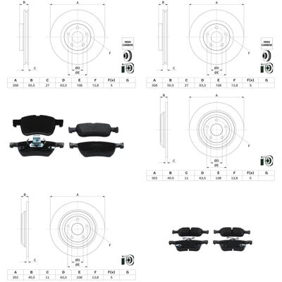 Bosch Bremsscheiben + Beläge Vorne + Hinten Passend Für Ford Focus 4 Iv Mk4: Bremsscheibe A.b.s.: 18844 Ashika: 60000368c Ate: 24012701051 Blue Print: Bosch Bremsscheiben + Beläge Vorne + Hinten Passend Für Ford Focus 4 Iv Mk4: Bremsscheibe A.b.s.: 18844 Ashika: 60000368c Ate: 24012701051 Blue Print: