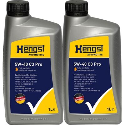HENGST FILTER 2x 1l Hengst 5w40 C3 Pro Motoröl Passend Für Mb 229.51 Vw 502.00 Rn 0710 Api Sn: Artikelnummer: 716800000 Ean Nummer: 4030776055450 HENGST FILTER 2x 1l Hengst 5w40 C3 Pro Motoröl Passend Für Mb 229.51 Vw 502.00 Rn 0710 Api Sn: Artikelnummer: 716800000 Ean Nummer: 4030776055450