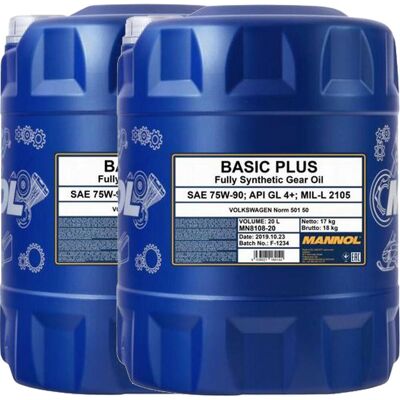Hausmarke 2x 20 Liter Mannol Basic Plus 75w-90 Api Gl 4+ Getriebeöl: Hausmarke 2x 20 Liter Mannol Basic Plus 75w-90 Api Gl 4+ Getriebeöl: