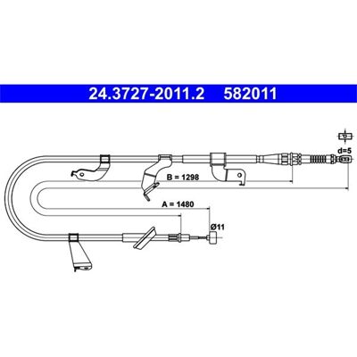 Ate 24372720112 Hinteres linker Handbremsseil - Bremsenteil Ate 24372720112 Hinteres linker Handbremsseil - Bremsenteil