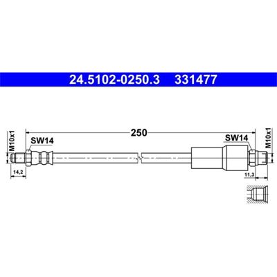 Audi A8 Bremsschlauch - 250mm Länge M10x1 Außengewinde - Hinterachse Audi A8 Bremsschlauch - 250mm Länge M10x1 Außengewinde - Hinterachse
