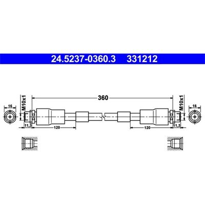 Ate Bremsenschlauch - Verschiedene VAG Teilenummer - 360mm - Vorderachse Ate Bremsenschlauch - Verschiedene VAG Teilenummer - 360mm - Vorderachse