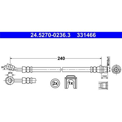ATE - 24.5270-0236.3 - Hinten - Honda Jazz - Brake Hose ATE - 24.5270-0236.3 - Hinten - Honda Jazz - Brake Hose