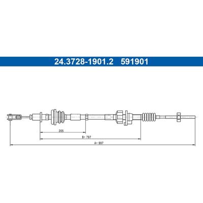 ATE - K28076 - Länge 997 mm - Passt Citroën C1 - Kupplungszug ATE - K28076 - Länge 997 mm - Passt Citroën C1 - Kupplungszug