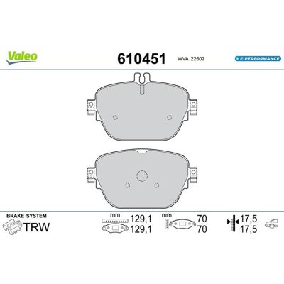 Valeo 610451 - Bremsbeläge für Mercedes-Benz OEM Valeo 610451 - Bremsbeläge für Mercedes-Benz OEM