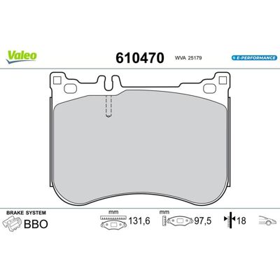 VALEO 610470 Bremsbeläge - Mercedes-Benz OEM kompatibel VALEO 610470 Bremsbeläge - Mercedes-Benz OEM kompatibel