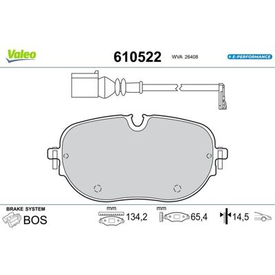 VALEO - 610522 - VW 1EA698151L - Bremsbeläge VALEO - 610522 - VW 1EA698151L - Bremsbeläge