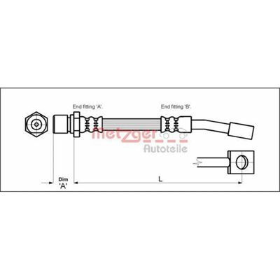 Metzger Bremsschlauch - 325mm Länge, 10mm Durchmesser, F10 x 1 Gewinde Metzger Bremsschlauch - 325mm Länge, 10mm Durchmesser, F10 x 1 Gewinde