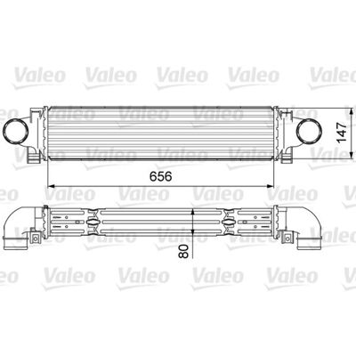 Volvo Intercooler - Luft-Luft, 656x147x80mm, 66mm Anschlüsse Volvo Intercooler - Luft-Luft, 656x147x80mm, 66mm Anschlüsse