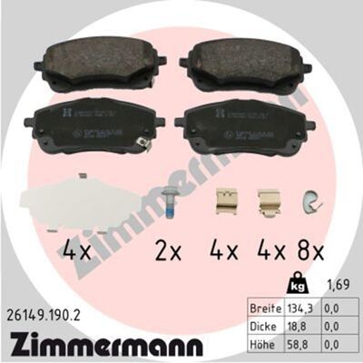 ZIMMERMANN 26149.190.2 Hinterbremssatz - Bremsenkit ZIMMERMANN 26149.190.2 Hinterbremssatz - Bremsenkit
