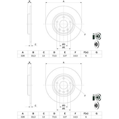 2x Bosch Bremsscheiben Ø328mm Hinten Passend Für Fiat Freemont Lancia Voyager: Bremsscheibe A.b.s.: 18419 Aisin: P6r1608s Ashika: 6109913c Blue Print: 2x Bosch Bremsscheiben Ø328mm Hinten Passend Für Fiat Freemont Lancia Voyager: Bremsscheibe A.b.s.: 18419 Aisin: P6r1608s Ashika: 6109913c Blue Print: