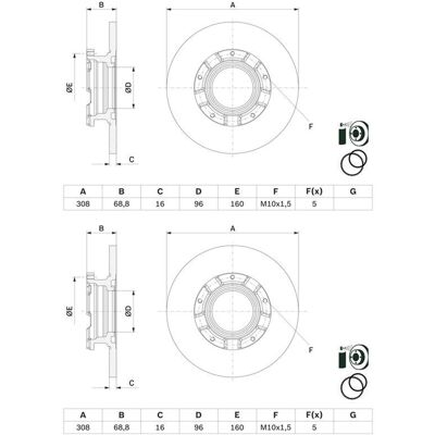 2x Bosch Bremsscheiben Ø308mm Hinten Passend Für Ford Transit: Bremsscheibe A.b.s.: 18396 Abakus: 23104204 Ap Xenergy: X601562 Ashika: 61000324c Ate: 2x Bosch Bremsscheiben Ø308mm Hinten Passend Für Ford Transit: Bremsscheibe A.b.s.: 18396 Abakus: 23104204 Ap Xenergy: X601562 Ashika: 61000324c Ate: