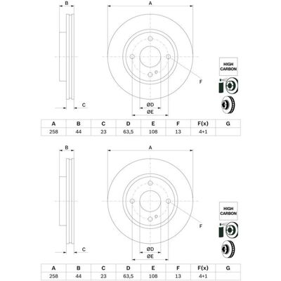 2x Bosch Bremsscheiben Ø258mm Vorne Passend Für Ford Ka+: Bremsscheibe A.b.s.: 17946 Abakus: 23103045 Abakus: 231030452 Aisin: K6f916s Ap Xenergy: X60 2x Bosch Bremsscheiben Ø258mm Vorne Passend Für Ford Ka+: Bremsscheibe A.b.s.: 17946 Abakus: 23103045 Abakus: 231030452 Aisin: K6f916s Ap Xenergy: X60