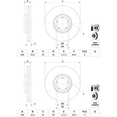 2x Bosch Bremsscheiben Ø308mm Vorne Passend Für Ford Tourneo Transit: Bremsscheibe A.b.s.: 18437 Ap Xenergy: X602761 Ashika: 60000334c Ate: 2401330102 2x Bosch Bremsscheiben Ø308mm Vorne Passend Für Ford Tourneo Transit: Bremsscheibe A.b.s.: 18437 Ap Xenergy: X602761 Ashika: 60000334c Ate: 2401330102