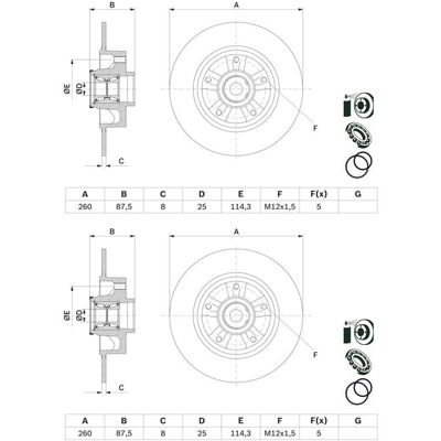 2x Bosch Bremsscheiben Ø260mm Hinten Passend Für Renault Megane: Bremsscheibe A.b.s.: 18603c Blue Print: Adbp430094 Bosch: 0986479575 Bosch: 0986479e7 2x Bosch Bremsscheiben Ø260mm Hinten Passend Für Renault Megane: Bremsscheibe A.b.s.: 18603c Blue Print: Adbp430094 Bosch: 0986479575 Bosch: 0986479e7