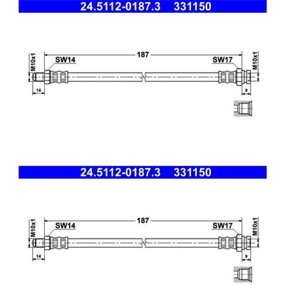 2x Ate Bremsschläuche Hinten Am Bremssattel Passend Für Fiat 500l Bravo Lancia: Bremsschlauch A.b.s.: Sl3342 Ate: 24511201873 Blue Print: Ada105362 Bo 2x Ate Bremsschläuche Hinten Am Bremssattel Passend Für Fiat 500l Bravo Lancia: Bremsschlauch A.b.s.: Sl3342 Ate: 24511201873 Blue Print: Ada105362 Bo